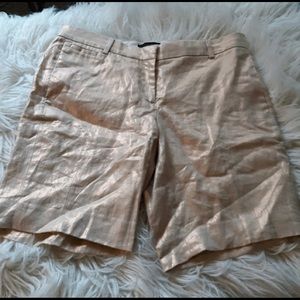 J.Crew Gold Metallic Linen Bermuda Shorts